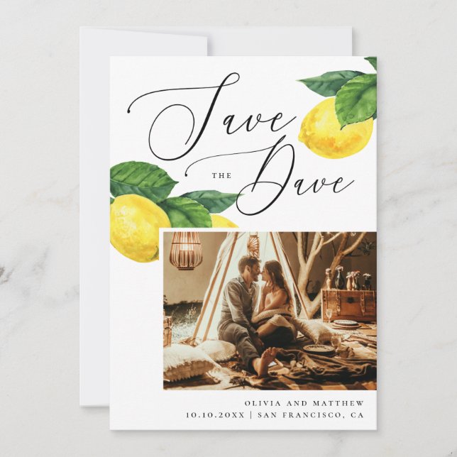 Rustikale Lemon Grove. Elegante Citrus Orchard Hoc Save The Date (Vorderseite)