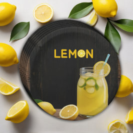 Rustikale Lemon Lemonade Kinderdusche Pappteller