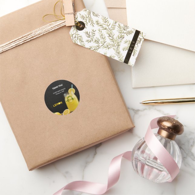 Rustikale Lemon Lemonade Kinderdusche Runder Aufkleber (Schenken)