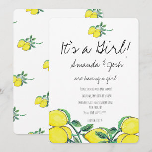 Rustikale Lemon Wasserfarbe Citrus Bunch Babydusch Einladung