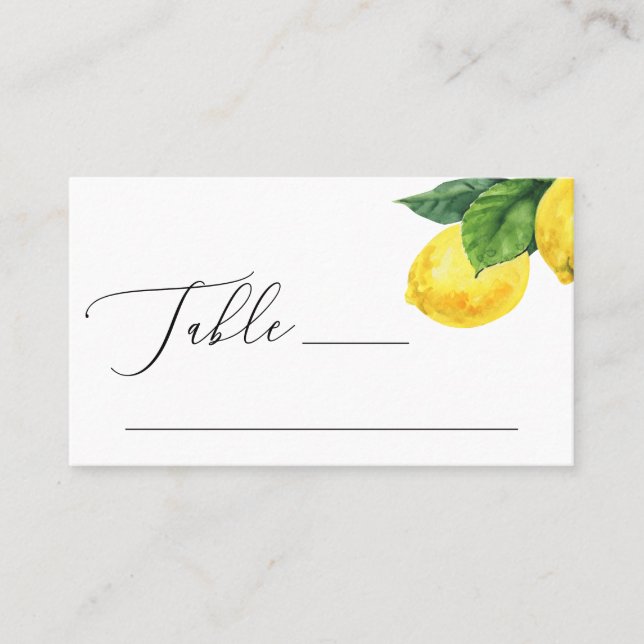 Rustikale Lemon Wedding | Citrus Botanischer Garte Platzkarte (Vorderseite)