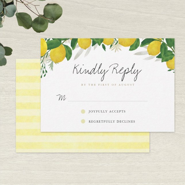 Rustikale Lemon Wedding RSVP Card Karte (Von Creator hochgeladen)