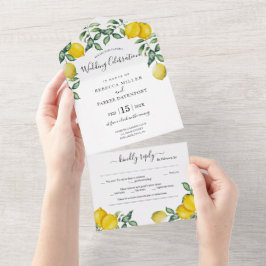 Rustikale Lemons Hochzeitseinladung in einem All In One Einladung