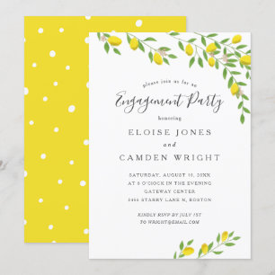 Rustikale Lemons Yellow Engagement Party Einladung