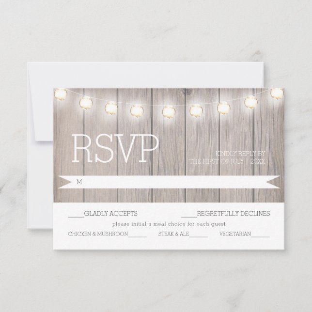 Rustikale Leuchten - UAWG Menu Card RSVP Karte (Vorderseite)