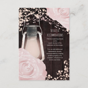 Rustikale Leuchtlaterne Babyrosa Rosen Hochzeit Begleitkarte