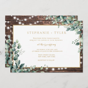 Rustikale Lichter Grüne Hochzeit Einladung