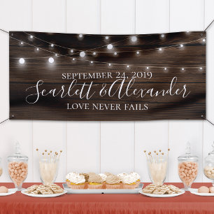 Rustikale Lichterkette Holz Hochzeit Banner