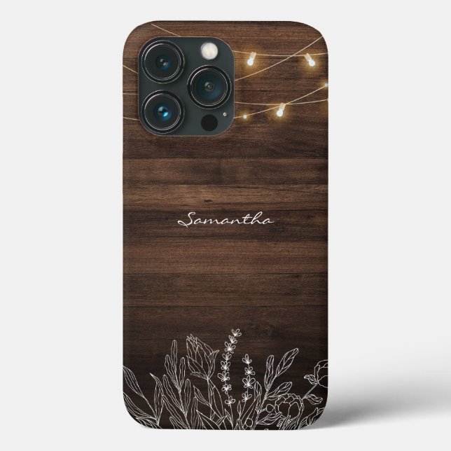 Rustikale Lichterkette Holz Muster Case-Mate iPhone Hülle (Rückseite)