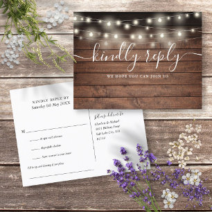Rustikale Lichterkette Songwunsch RSVP Postkarte