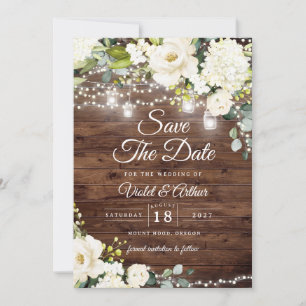 Rustikale Lichterketten Florale Hochzeit Save The  Einladung