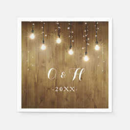 Rustikale Lichterketten Land Hochzeit Napkins Serviette