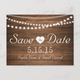 Rustikale Lichtreihe Save the Date Postkarte