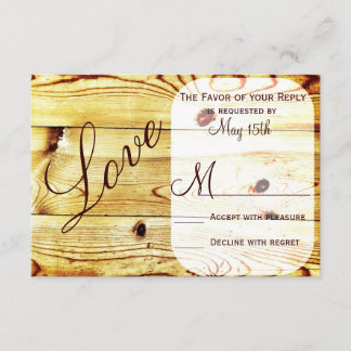 Rustikale Liebe aus Stallholz Hochzeit RSVP-Karten RSVP Karte