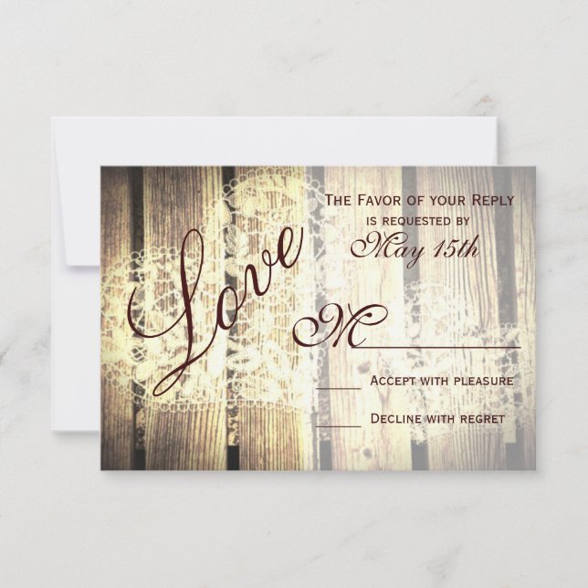 Rustikale Liebe aus Stallholz Hochzeit RSVP-Karten RSVP Karte (Vorderseite)