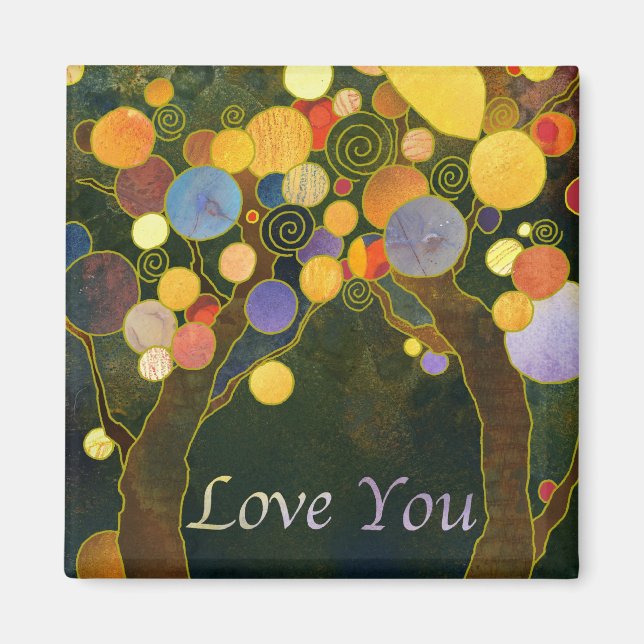 Rustikale Liebe Bäume Liebe Sie Magnet (Vorne)
