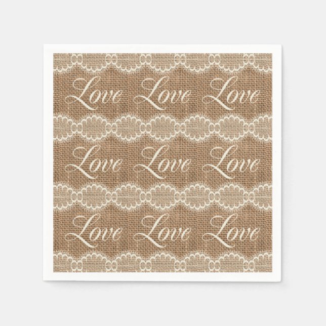 Rustikale Liebe für Hochzeiten Serviette (Vorderseite)