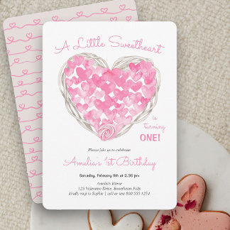 Rustikale Liebe Herz Little Sweetheart Girls Gebur Einladung