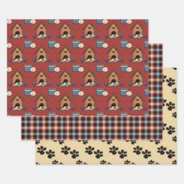 Rustikale Liebe Hunde Geschenkpapier Set