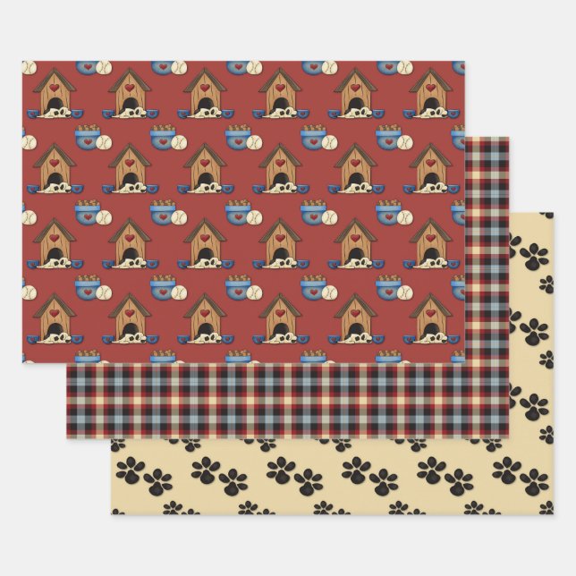 Rustikale Liebe Hunde Geschenkpapier Set (Set)