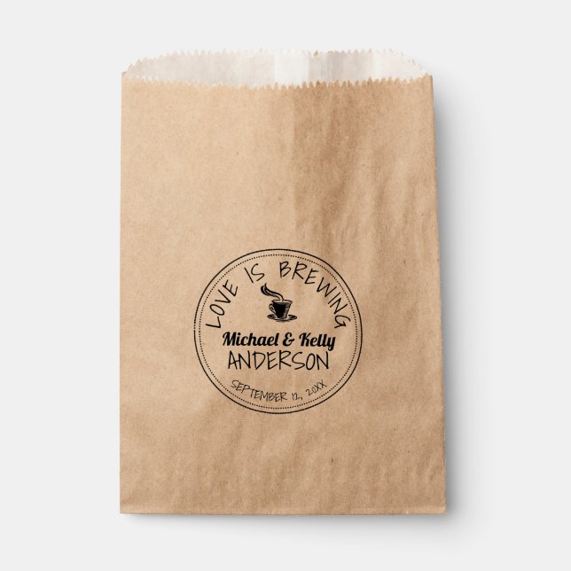 Rustikale Liebe ist Brewing Coffee Wedding Leckere Geschenktütchen (Vorderseite)