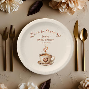Rustikale Liebe ist das Brechen von Kaffee Brautpa Pappteller