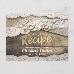 Rustikale Liebe Rope Burlap Lace Brautparty Rezept Einladungspostkarte