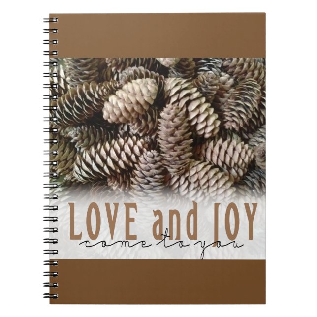 Rustikale Liebe und Joy Pine Cone Notizblock (Vorderseite)