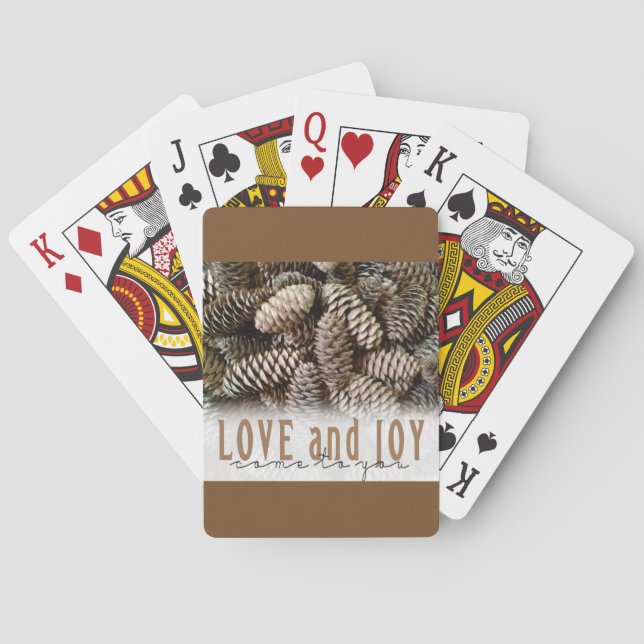 Rustikale Liebe und Joy Pine Cone Spielkarten (Rückseite)