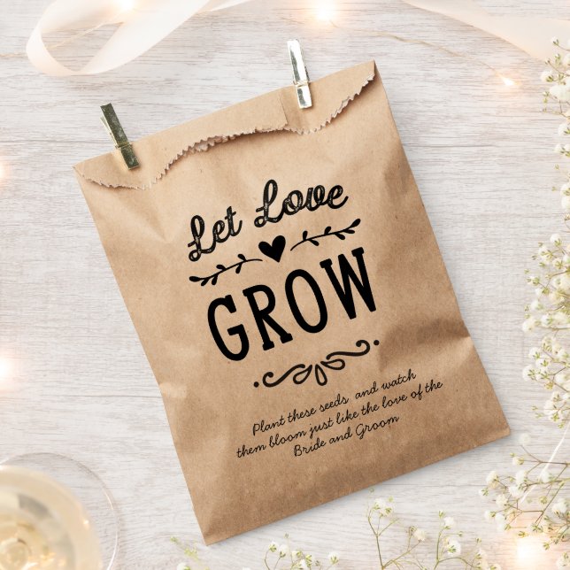 Rustikale Ließ Liebe Grow Seed Gastgeschenk Hochze Geschenktütchen (Ausgeschnitten)