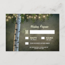 Rustikale Lights Birch Bark Tree Wedding RSVP Card Karte