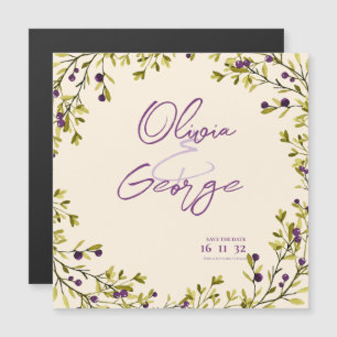 Rustikale lila Beeren-Grün-Hochzeit - Save the Dat Magnetkarte