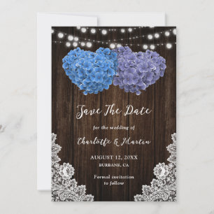 Rustikale Lila blaue Hochzeit speichert die Datums Save The Date