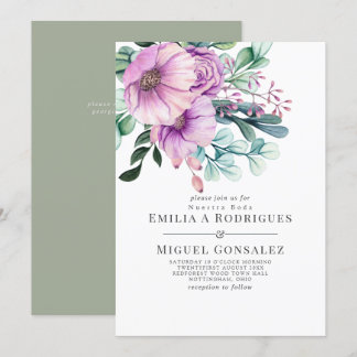 Rustikale Lila Bloom Nuestra Boda Spanish Wedding Einladung