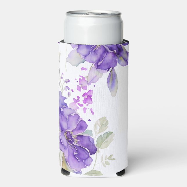 Rustikale Lila Blumenhochzeit Selters Dosenkühler (Seltzer Vorderseite)