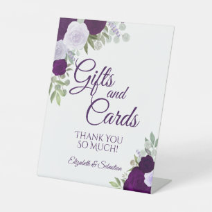 Rustikale Lila Boho Blumengeschenke & Cards Hochze Sockelschild
