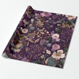 Rustikale lila botanische kühne vintage Boho-Blume Geschenkpapier