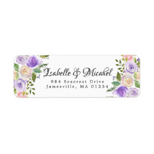 Rustikale Lila Creme Floral Rücksendeadresse