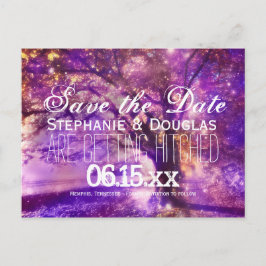 Rustikale Lila Eichenbaum Save the Date Postkarten