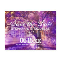 Rustikale Lila Eichenbaum Save the Date Postkarten