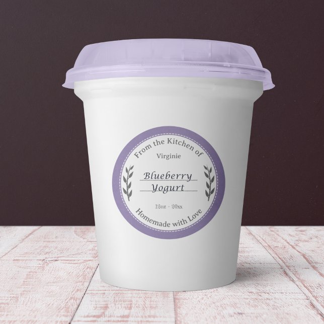 Rustikale Lila hausgemachte Liebe-Aufkleber Runder Aufkleber (Rustic Purple Homemade with Love Label Sticker)