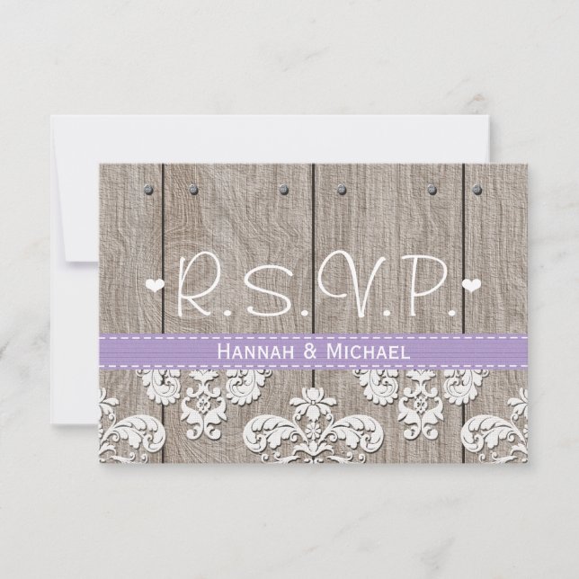 Rustikale Lila Hydrangea-Hochzeitungs-RSVP-Antwort RSVP Karte (Vorderseite)