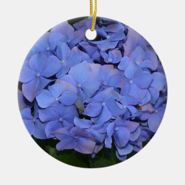 Rustikale Lila Hydrangea makrophylla Keramik Ornament (Vorne)