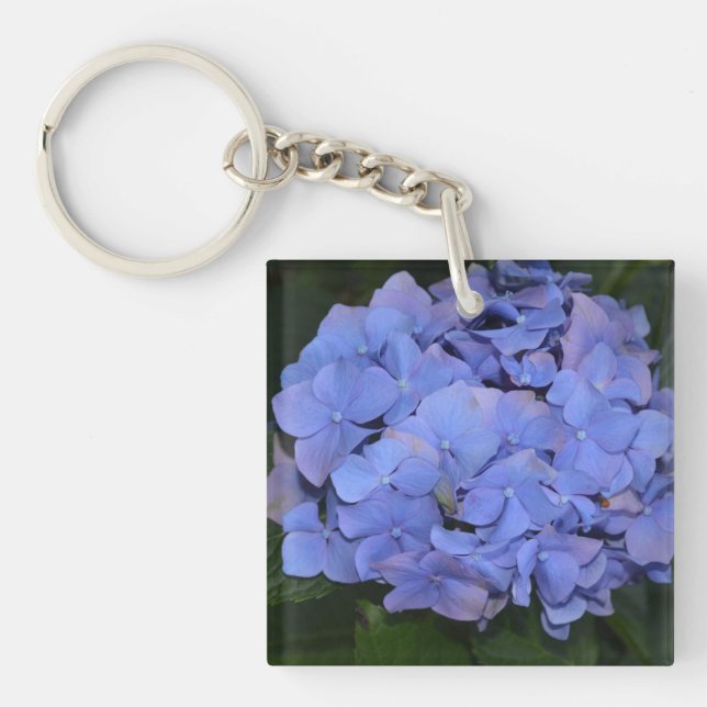 Rustikale Lila Hydrangea makrophylla Schlüsselanhänger (Vorderseite)