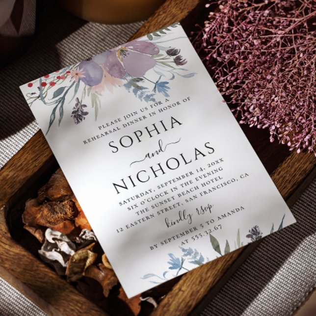 Rustikale lila lila Gartenanlage Probe Dinner Einladung (Von Creator hochgeladen)