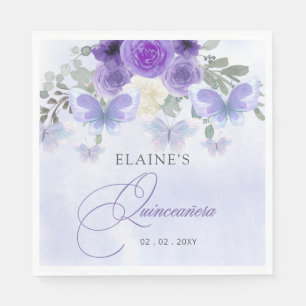 Rustikale Lila Lilac Butterfliegen Quinceanera Serviette