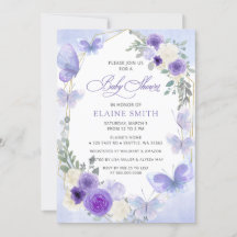 Rustikale Lila Lilac Butterflies Babydusche