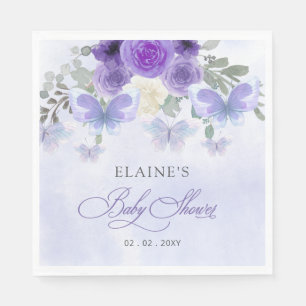 Rustikale Lila Lilac Butterflies Babydusche Serviette