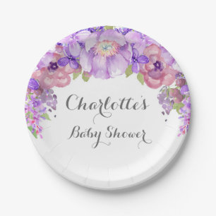 Rustikale Lila Lilac Floral Baby Duschplatte Pappteller