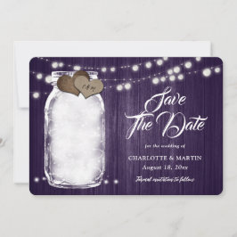 Rustikale Lila Mason Jar Holzwinger Hochzeit Save The Date